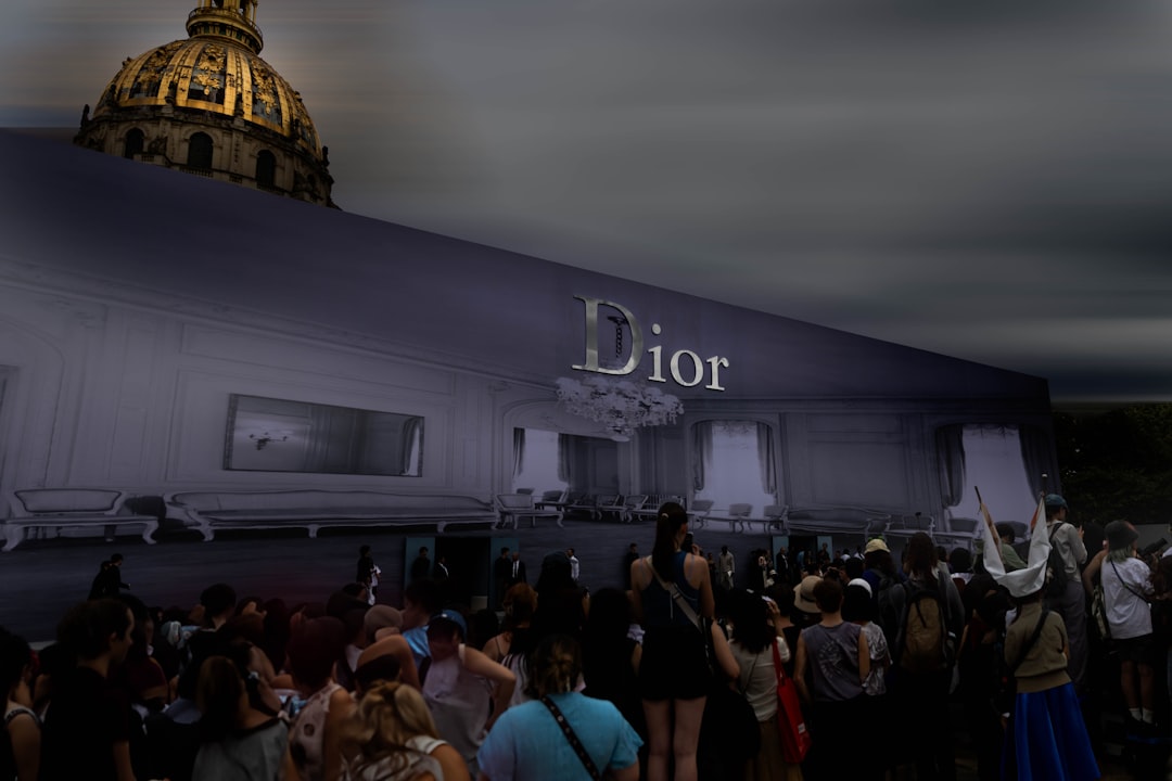 Dior building with a crowd gathered outside