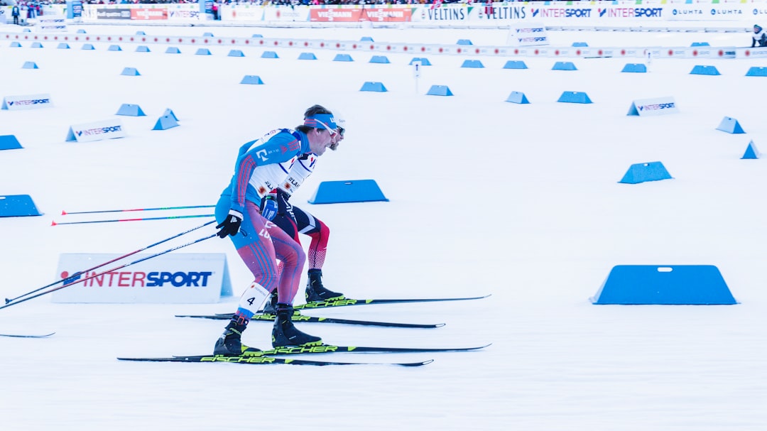 two person snow skiing