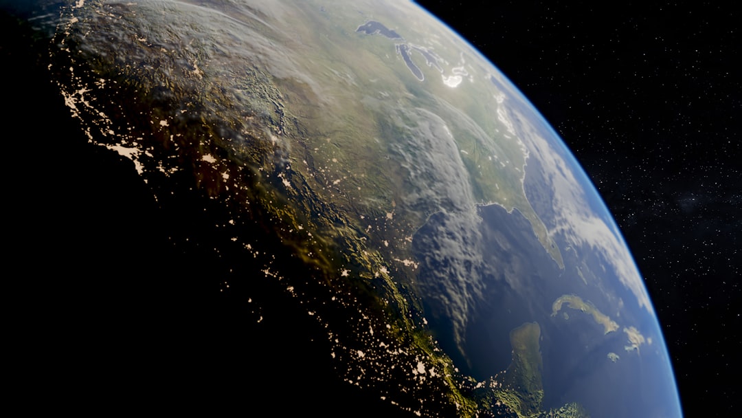 View of earth from space at night