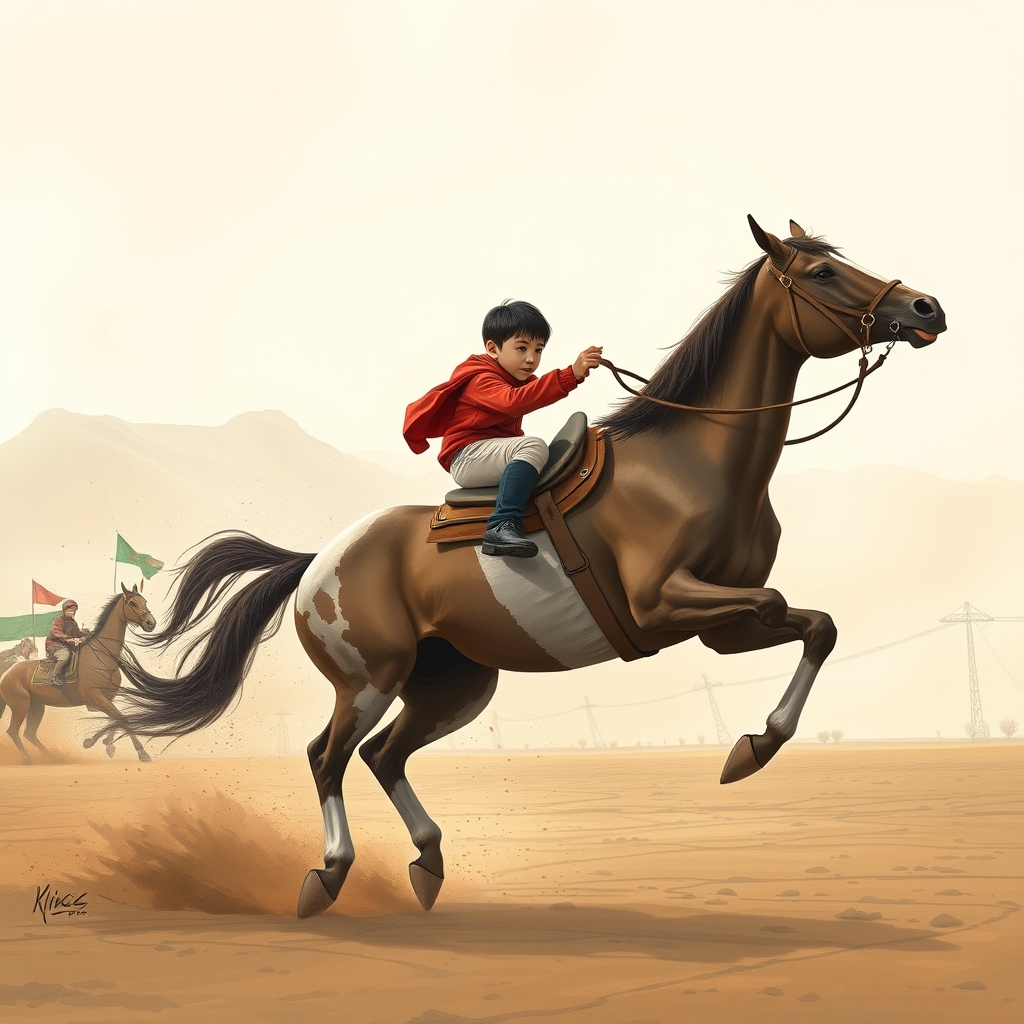 Kyrgyz boy jumps on Kazakh's horse, takes third place in baige race