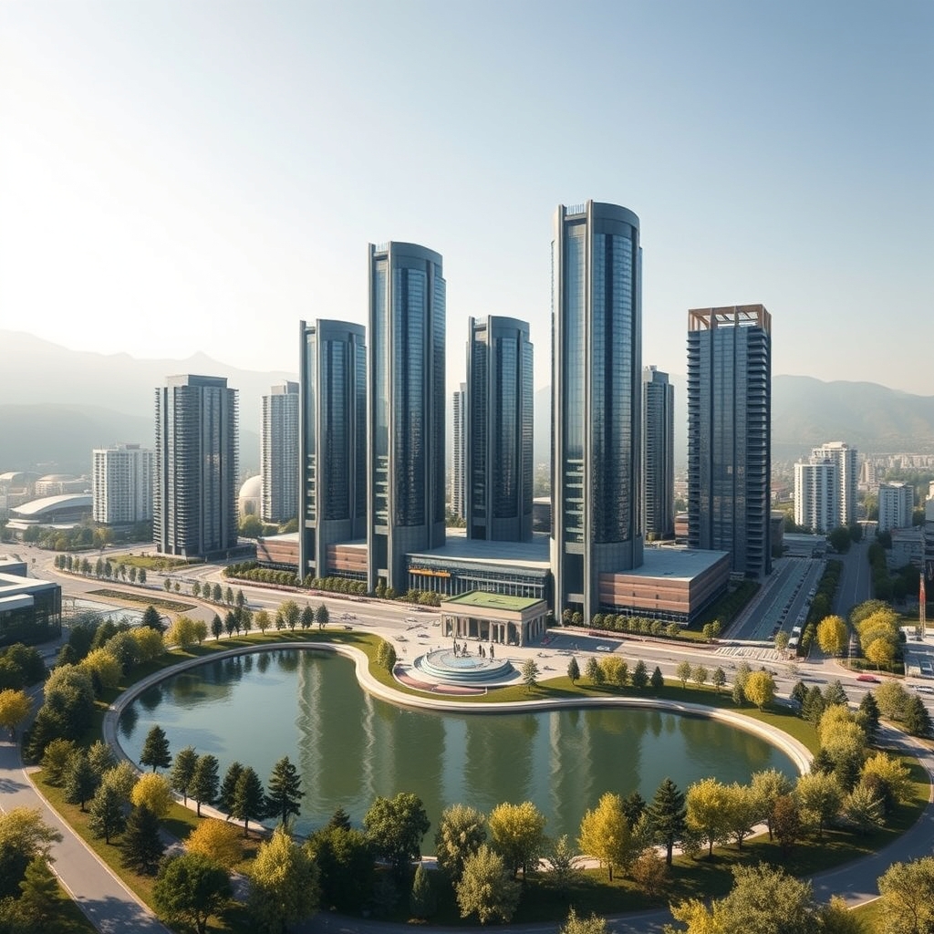 Business Center with Skyscrapers Planned Near Lake Sairan in Almaty