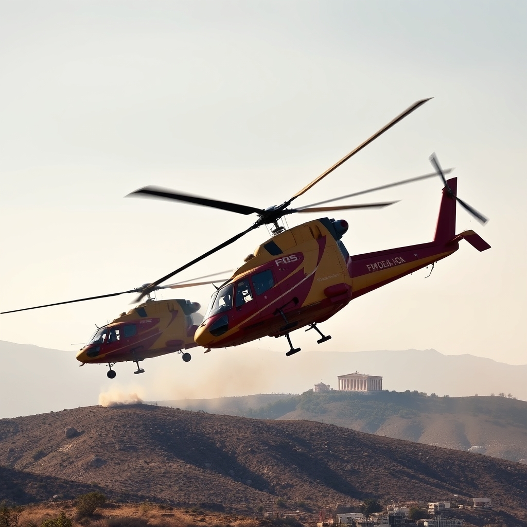 Two firefighting helicopters collide west of Athens