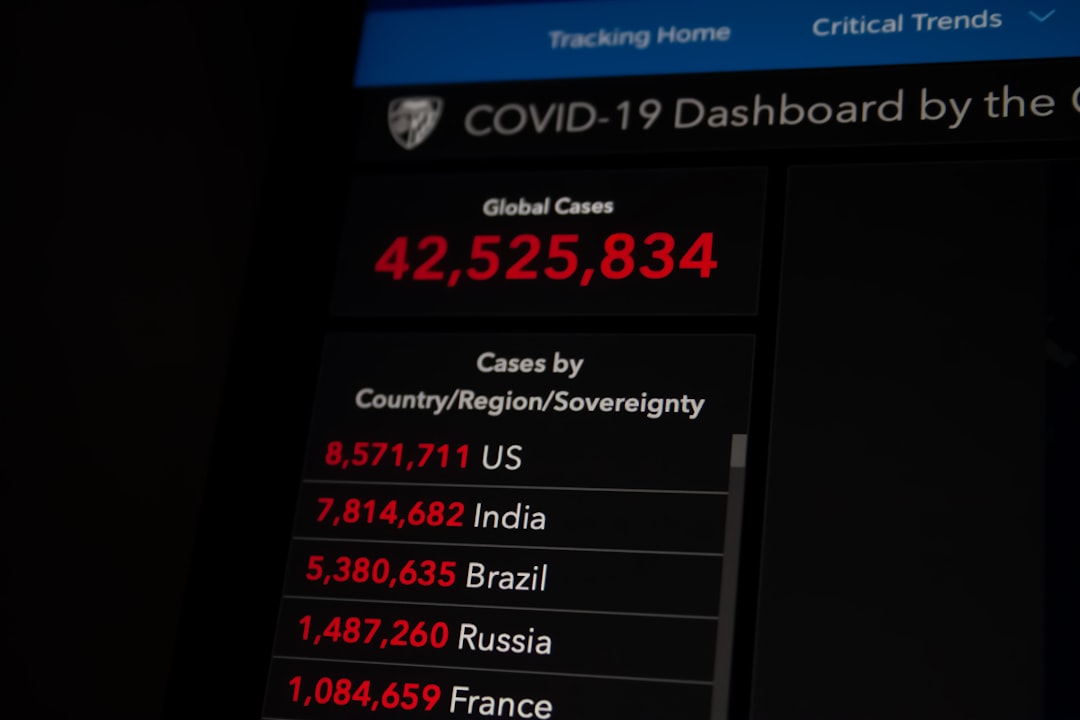 a computer screen showing the numbers of covidd data