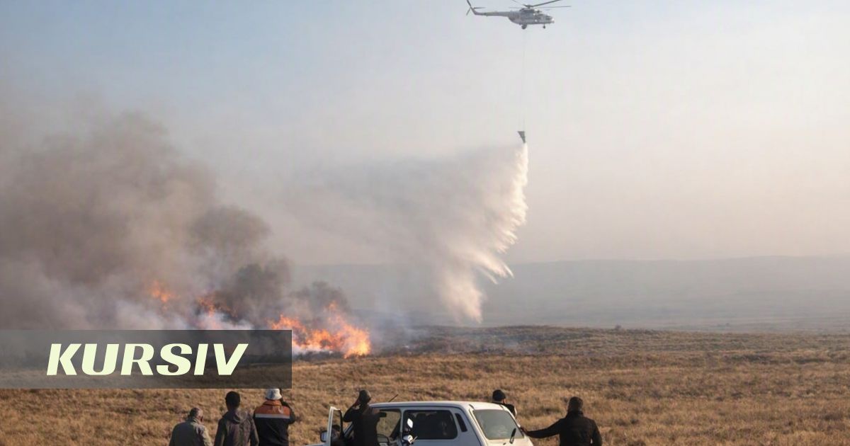 Natural fire near Matak village in Karaganda region localized