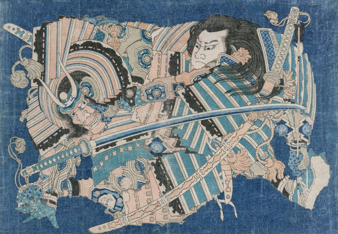 a painting of a man holding a sword