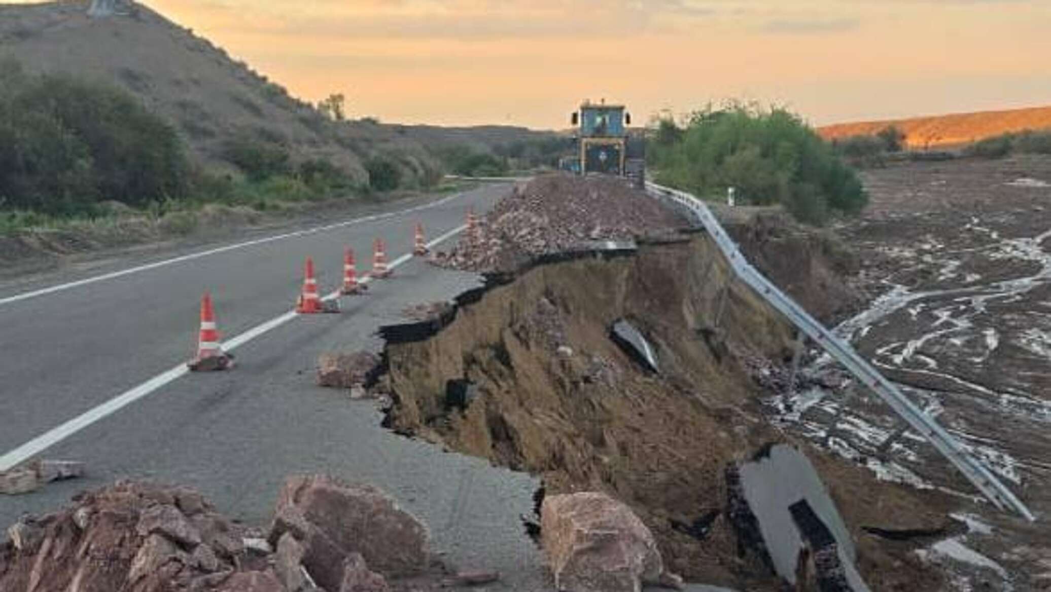 Mudflow damages section of highway in Zhetysu