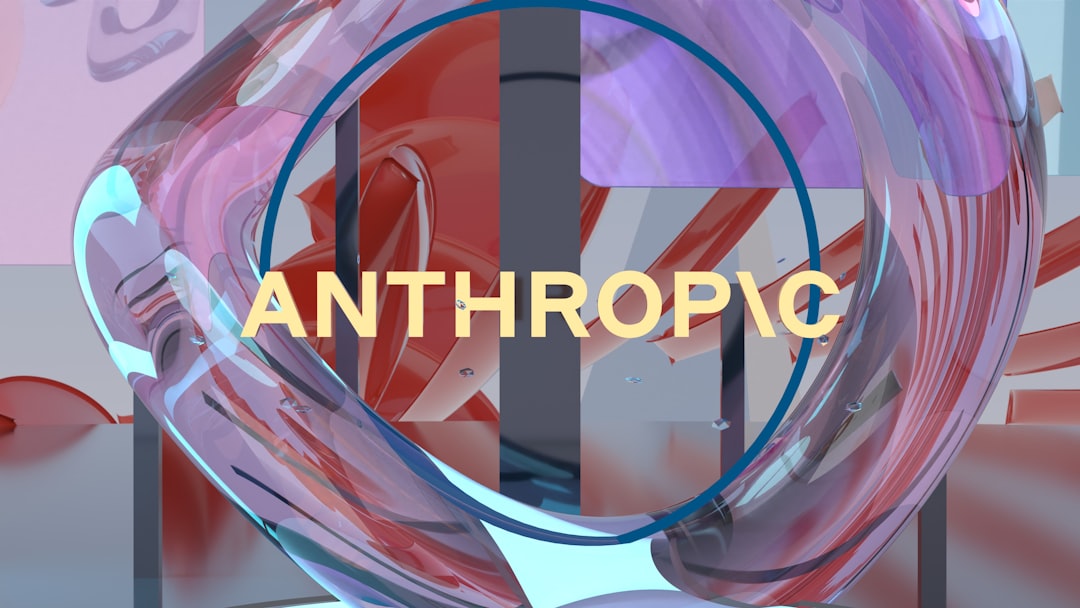 The word anthropic in a blue circle over abstract shapes