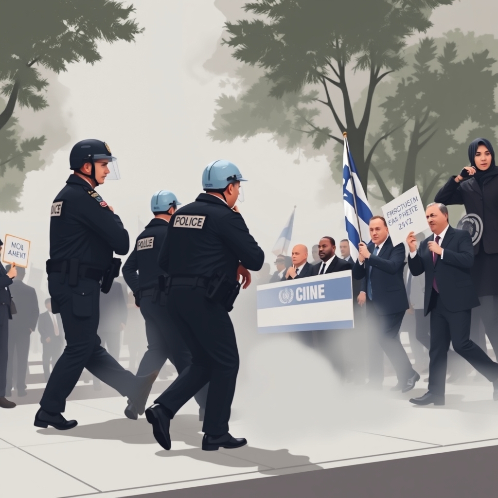 Police arrest actors, politicians protesting against Netanyahu outside UN