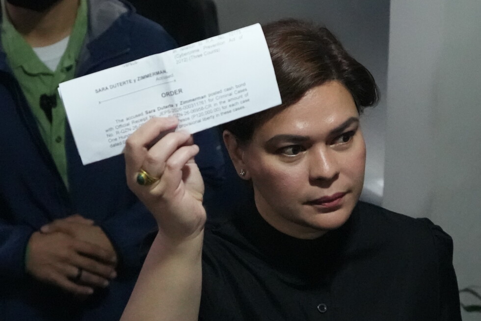 Philippine VP Sara Duterte posts bail after arrest order
