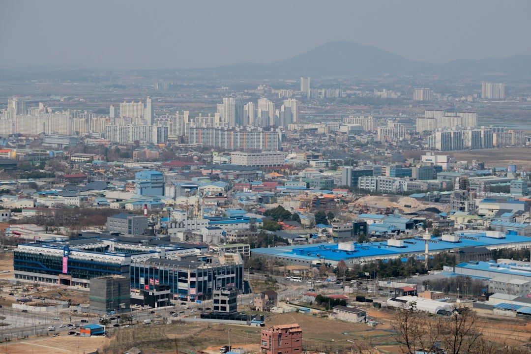 a view of a city from a tall building