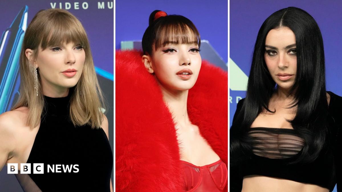 Taylor Swift and Charli XCX light up VMAs blue carpet