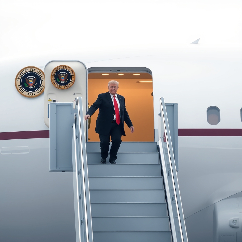Trump boards Qatar-gifted Air Force One after saying slide being checked