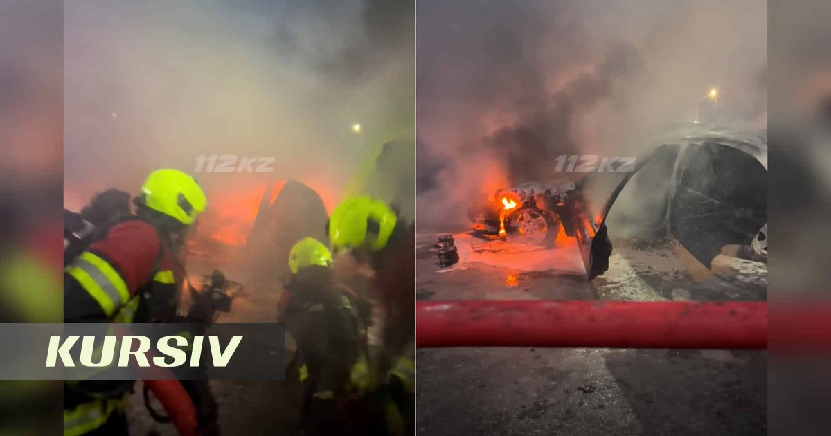 Car catches fire on Tlendiev Street in Almaty, no injuries reported