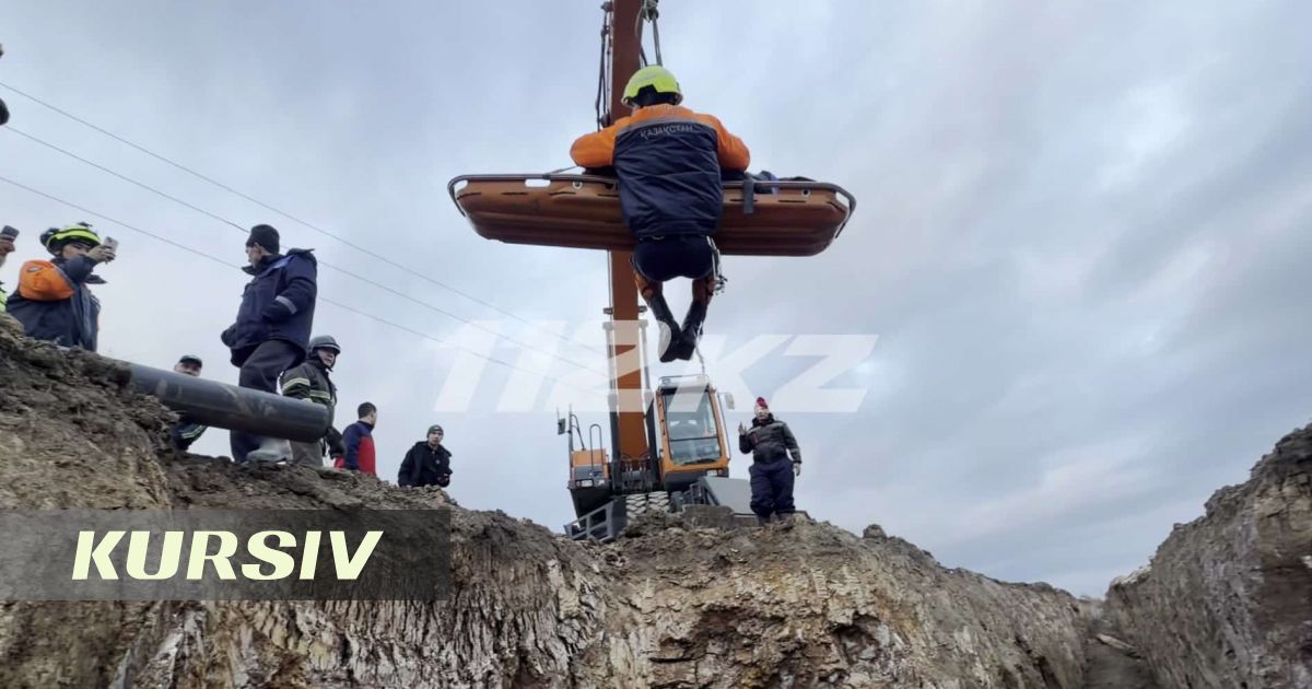 Man rescued from three-meter trench with excavator in Astana
