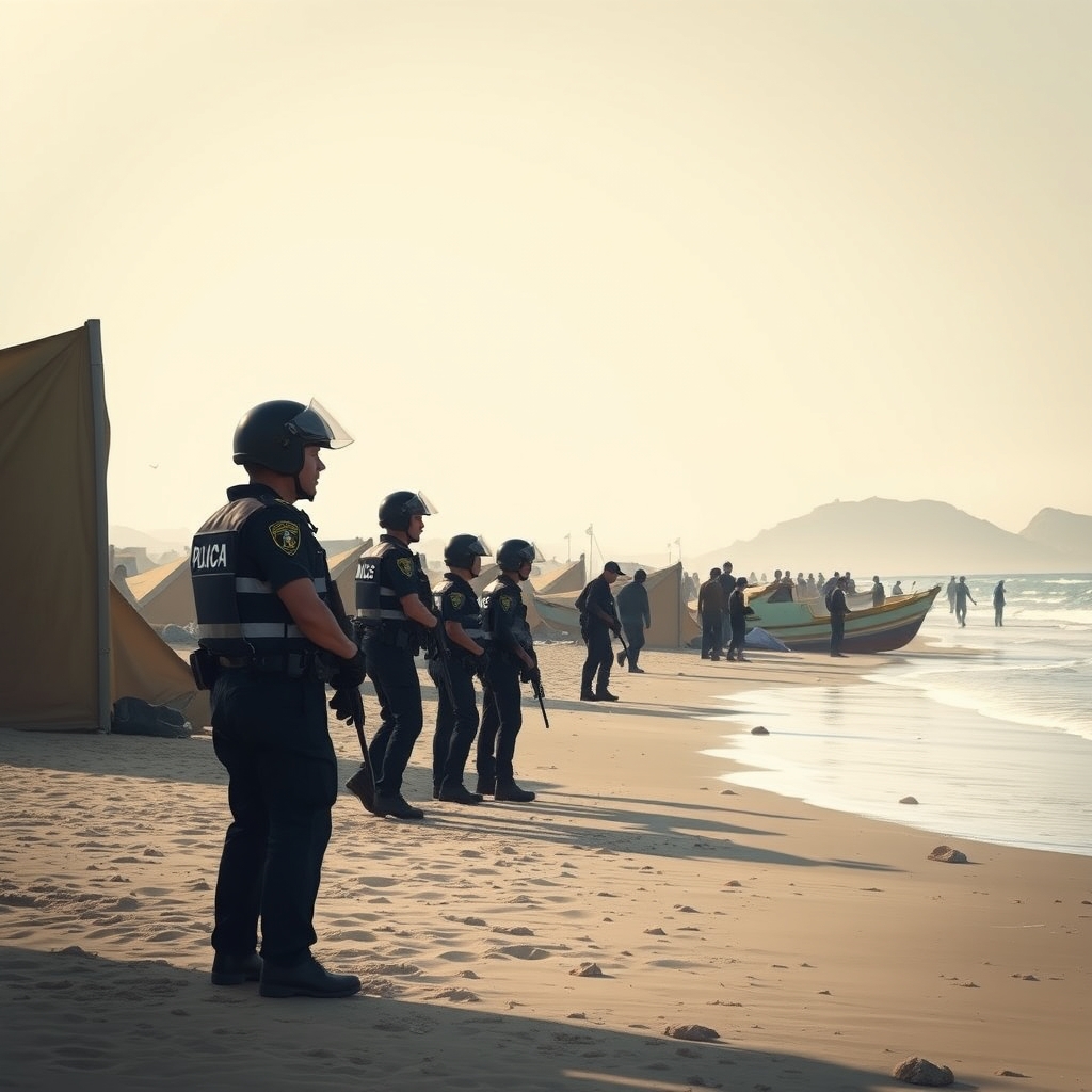 Spanish police clear migrant camp on Ceuta beach ahead of royal visit